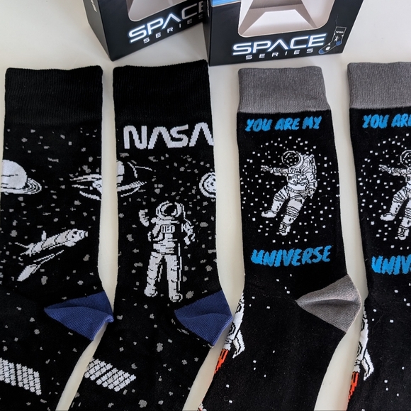 You Are My Universe & NASA Crew Socks Bundle UNISEX 7-12 Astronaut Space NIB - Picture 2 of 13